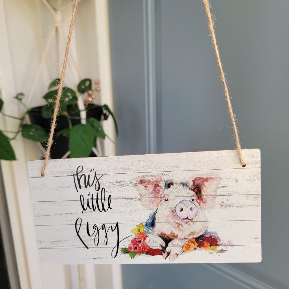 Cute Piggy Hanging Sign Pig Decor
